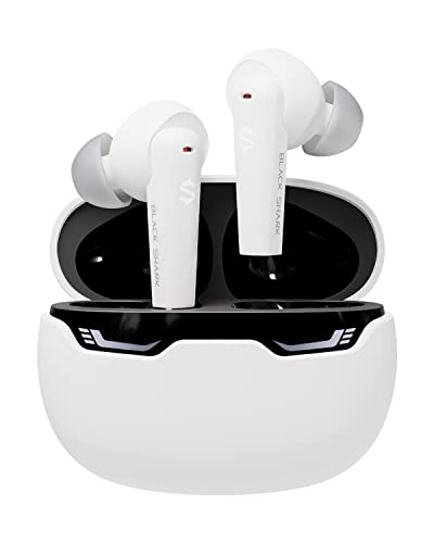 Black Shark Bluetooth Earbuds Wireless Earbuds with Emoji LED Light, Gaming Earbuds with 45ms Ultra Low Latency, Bluetooth 5.1, Music and Gaming Dual Modes, 24H Playtime, IPX5 Waterproof- White