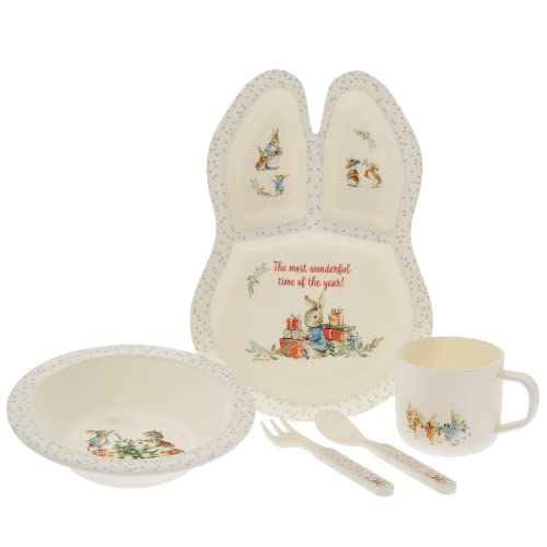 Enesco Beatrix Potter Peter Rabbit Christmas Dinner Place Setting, Multicoloured, Polypropylene, 1 Piece