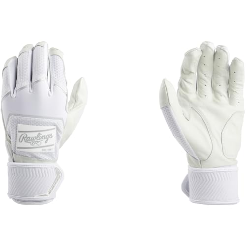 Rawlings | WORKHORSE Baseball Batting Gloves | Compression Strap | Adult Medium | White
