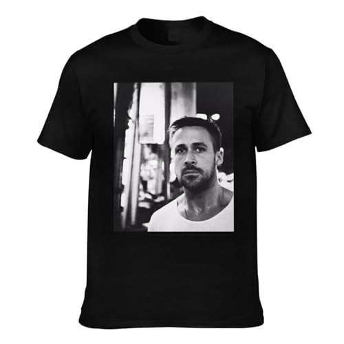 Arichwhoo Ryan Gosling Tshirt Short Sleeve 100% Cotton Top Crewneck Tees for Men Women （XSmall-4XLarge） Black