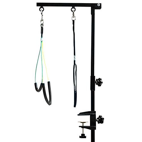 CHAOLUN Foldable Pet Dog Grooming Arm with Clamp, Dog Grooming Tool Loop Noose & No Sit Haunch Holder for Medium & Small Pets, 35.5' Height Adjustment by Clamp