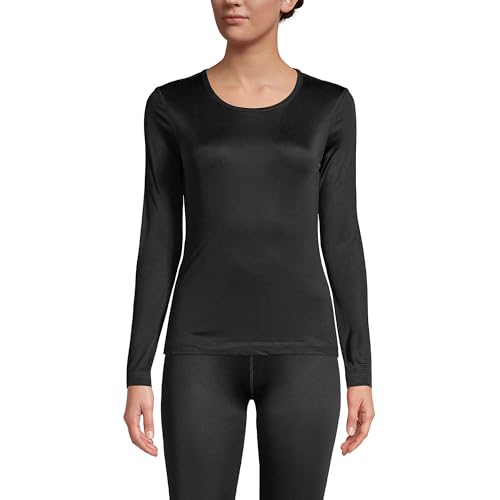 Lands' End Womens Silk Interlock Crewneck Black Petite Medium