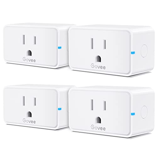Govee Smart Plug 15A, WiFi Bluetooth Outlets 4 Pack Work with Alexa and Google Assistant, WiFi Plugs with Multiple Timers, Govee Home APP Group Control Remotely, No Hub Required, ETL&FCC Certified