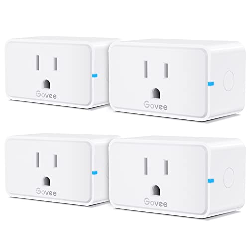 Govee Smart Plug 15A, WiFi Bluetooth Outlets 4 Pack Work with Alexa and Google Assistant, WiFi Plugs with Multiple Timers, Govee Home APP Group Control Remotely, No Hub Required, ETL&FCC Certified