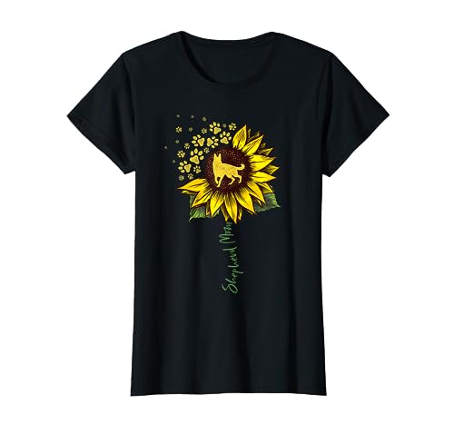 German Shepherd Mom Sunflower Shepherd Gifts Dog Mom Mama T-Shirt