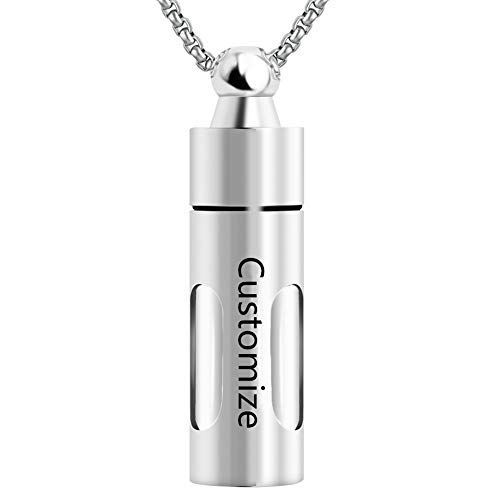 abooxiu Glass Urn Necklaces for Ashes Stainless Steel Cremation Jewelry Memorial Pendant Keepsake - Customize Available