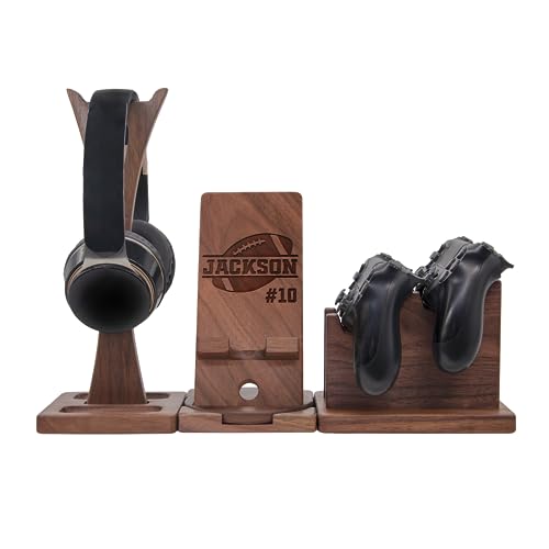 Personalized Football Game Gift for Men Teenage Boy - Unique Adjustable Controller Organizer to Keep All Gaming Accessories Organized for American Football Fans Player Team on Birthday Christmas