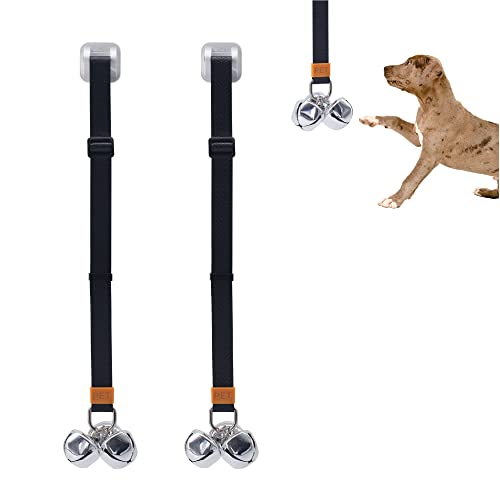 SVD.PET (2-Pack Puppy Bell Doorbells, Dog Bells for Potty Training, Attach to doorknob or Anywhere Near The Door, Length and Height Adjustable (Black)