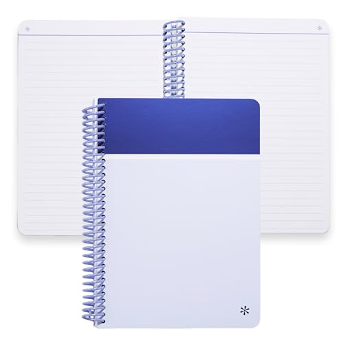 Erin Condren Ocean Monochrome Compact Classic A5 Lined Spiral Notebook | College Ruled Lines & Checklist for List-Making | 120 pages, 80 lb. Premium Paper