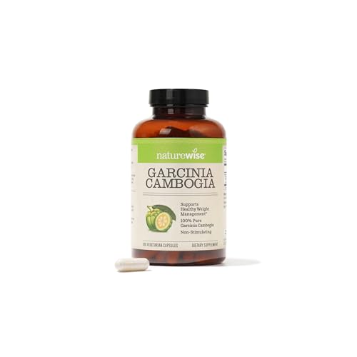 Naturewise Garcinia Cambogia with Natural Garcinia Cambogia Extract, 60% HCA Concentration, Natural Support for Weight Goals and Energy - Vegan, Non-GMO, Gluten Free - 180 Capsules[2-6 Month Supply]