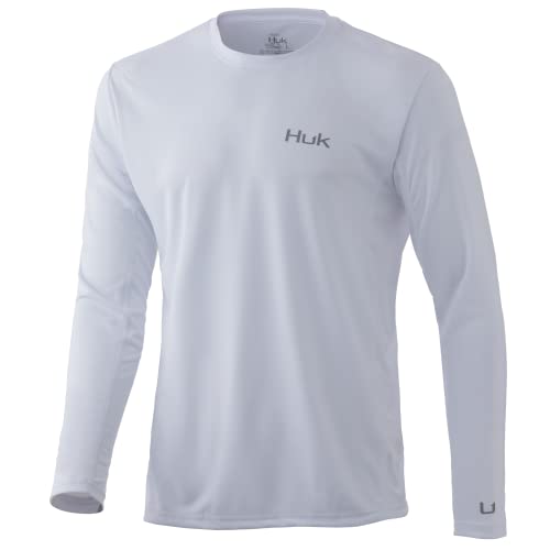 HUK Icon X Long Sleeve Shirt|Fishing Shirt with Sun Protection White