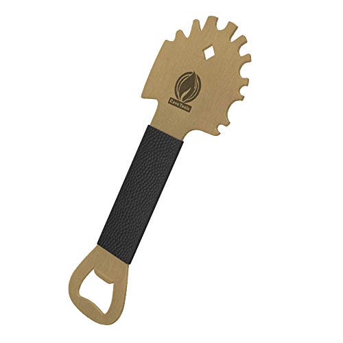 Cave Tools Bristle-Free Metal Grill & Griddle Scraper - Includes Bottle Opener - Barbeque Brush Substitute - BBQ Grill Accessories, Brass