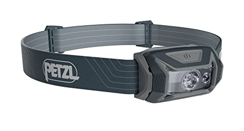 PETZL TIKKA Headlamp - Compact 350 Lumen Light with Red Lighting, for Hiking, Climbing, Running, and Camping - Grey