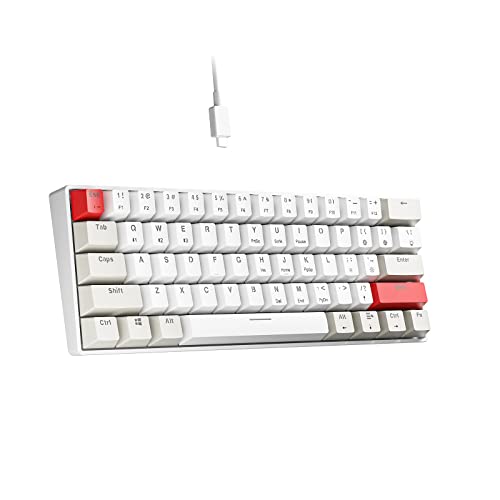 Newmen GM610 60% Mechanical Keyboard,Type-C/Bluetooth Keyboard with RGB Backlit, Hot-Swappable 61 Keys Compact Mechanical Keyboard for Mac/PC Gamer, Travel, Easy to Carry on Business Trip（red）