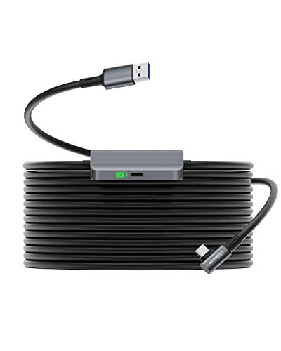 Amavasion Link Cable 16FT Compatible with Oculus/Meta Quest 2/3/Pico 4 Accessories,with Separate Charging Port for Power Supply,High Speed USB 3.0 Type A to C Data Transfer for VR/Gaming PC-Black