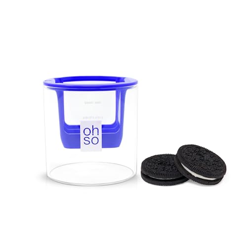 OHSO Little Cookie Dipper - 8 Oz Glass, Oreo Cookie Dunker Funnel, 4 Cookie Dipping Milk Levels, Dunk 2 Cookies At Once, Holds Cookies At Desired Dipping Level, The Perfect Hands Free Dip Every Time!