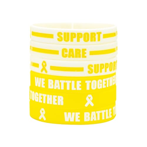 BRANDWINLITE Silicone Cancer & Cause Awareness Bracelets with Saying We Battle Together, Ribbon Icon with Saying Care and Support,Gift for Patients, Survivors, Family and Friends