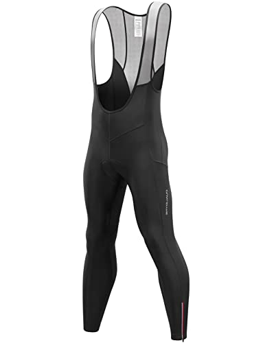 qualidyne Men's Cycling Bib Tights 3D Padded Winter Thermal Cold Weather Bike Bib Pants Biking Bicycle Long Leggings.