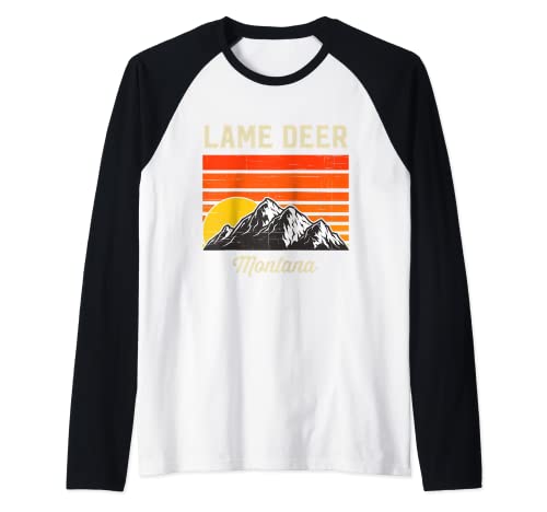 Lame Deer Montana Hometown City State Retro USA Raglan Baseball Tee