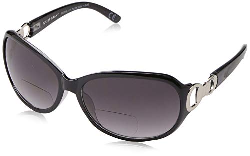 Foster Grant Women's Latte Oval Reading Sunglasses, Black/Transparent, 62 mm + 2.5
