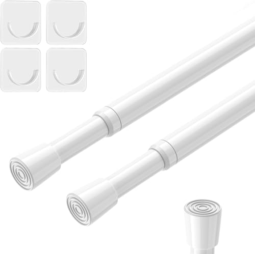 AIZESI 2pcs Spring Tension Rods Adjustable 26 to 39 inch Small Tension Curtain Rod No Drilling Expandable Spring Loaded Curtain Rod,Suitable for Doors and Windows 28 to 36 inch, White