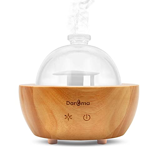 DAROMA Handmade Real Wood & Glass Essential Oil Diffuser, The 2024 Upgrade 200ml Base, Ultrasonic Aromatherapy 7 Color Night Lights/2 Mist Modes Scent Air Nebulizing Room Humidifier,Home Office Gift