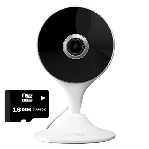 Lorex 2K Indoor WiFi Security Camera for Home, Pet Cam, Baby Cam - Mobile App, IR Night Vision, Person Detection & 2 Way Talk - Free 16GB Micro SD