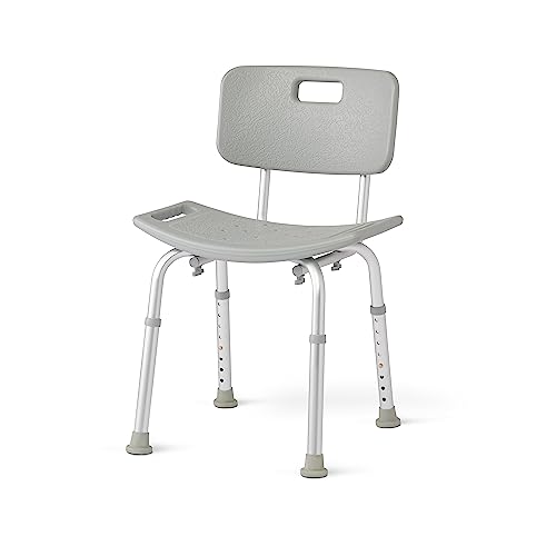 Medline Bath Chair, Bench, Seat, Stool for Disabled, Seniors & Elderly Bathroom Transfer Inside Shower/Tub/Bathtub – 400 Lbs. Capacity, Gray