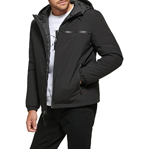 Calvin Klein Men's Classic Hooded Stretch Jacket, Black, Medium