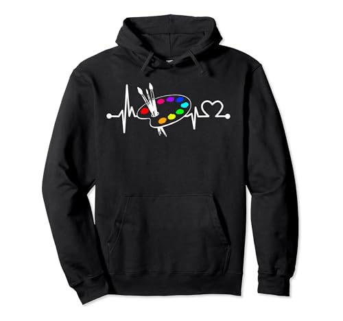 Paint Brush With Palette Heartbeat Funny Artist/Painter/Art Pullover Hoodie