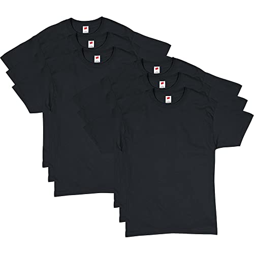 Hanes mens Essentials Short Sleeve T-shirt Value Pack (6-pack) fashion t shirts, Black, Large US