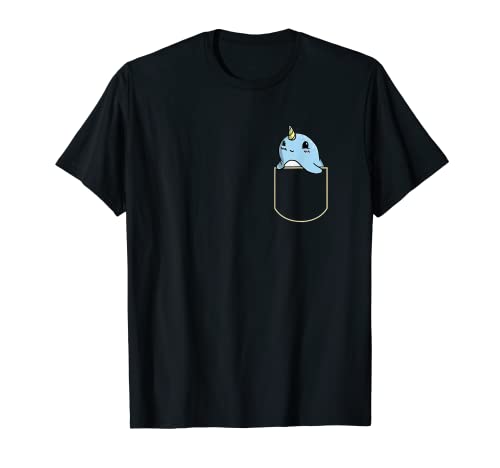 Funny Narwhal Chest Bag Gift Unicorn Whale Pocket T-Shirt