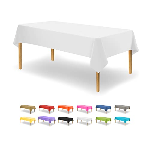 Party Dimensions White Disposable Plastic Tablecloth for Rectangle Tables (12 Pack) Table Cloths Parties, Events & Weddings, Indoors Outdoors, 54 x 108 inches, Plastic Table Cover