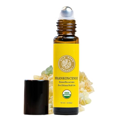 Organic Frankincense Serrata Essential Oil Roll on, 100% Pure USDA Certified Aromatherapy - 10 ml Roller by Silk Road Organic - Always Pure & Organic