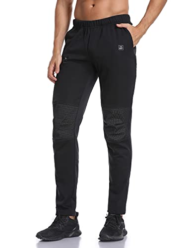 Santic Men's Winter Cycling Pants Long Fleece Thermal Windproof Outdoor Bike Pants Winter Cold Weather Running Pants