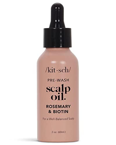 Kitsch Rosemary Oil for Hair Growth & Healthy Scalp - Pre Wash Scalp Oil with Biotin | Holiday Gift | Hair Growth Serum & Hair Oil Before Shampoo with Lavender Scent in Recycled Bottle, 60 mL