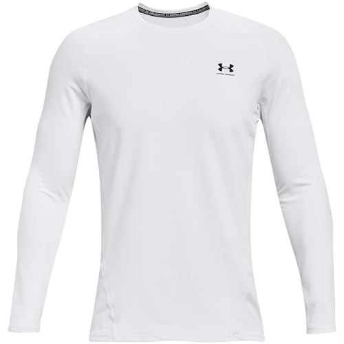 Under Armour Men's ColdGear Armour Fitted Crew, White (100)/Black, Large