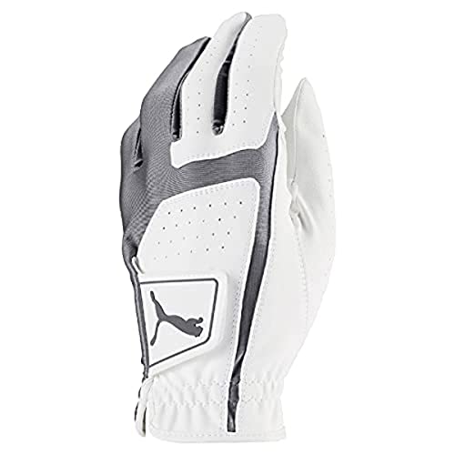 PUMA Golf Men's Flexlite Golf Glove (Bright White-Quiet Shade, Med/Large, Left Hand)