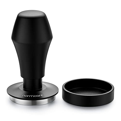 Normcore V4 Coffee Tamper 53.3mm - Spring-loaded Tamper – Barista Espresso Tamper with 15lb / 25lb / 30lbs Replacement Springs - Anodized Aluminum Handle and Stand - Flat Base
