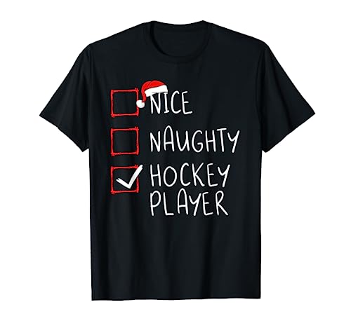 Nice Naughty Hockey Player List Christmas Santa Claus T-Shirt