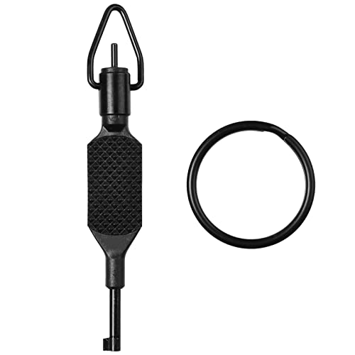 JOTOVO Flat Knurled Swivel Key, Universal Standard Handcuff Key 4' Long with Detachable Keyring, Black