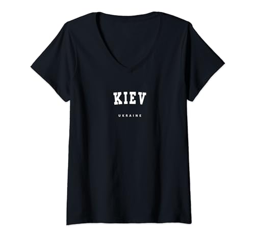 Womens Retro Vintage Classic Throwback Kiev-Ukraine V-Neck T-Shirt