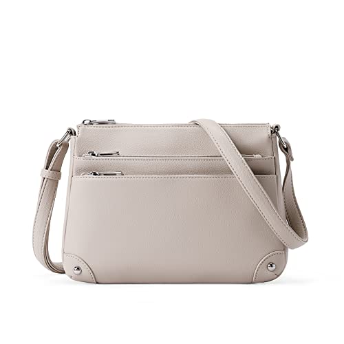 WESTBRONCO Crossbody Bags for Women, Medium Size Shoulder Handbags, Satchel Purse with Multi Zipper Pocket Grey