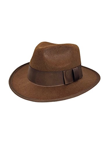 Adult Brown Adventurer Fedora Hat - Mobster Felt Panama Hats - Gatsby Halloween Costume Accessory, Brown, One Size