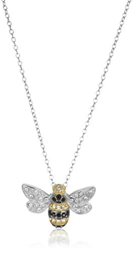 Amazon Collection womens Sterling Silver Bumblebee Pendant Necklace Made with Crystal (18')