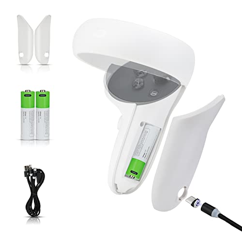 HiBloks Magnetic Controllers Charging for Oculus Quest 2, Charging Dock Replacement Parts Kit for Oculus Quest 2 Accessories with 2 Rechergeable Batteries, Battery Cover and USB-C Charger Cable