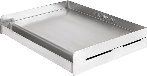 LITTLE GRIDDLE Sizzle-Q SQ180 100% Stainless Steel Universal Griddle with Even Heating Cross Bracing for Charcoal/Gas Grills, Camping, Tailgating, and Parties (18'x13'x3')