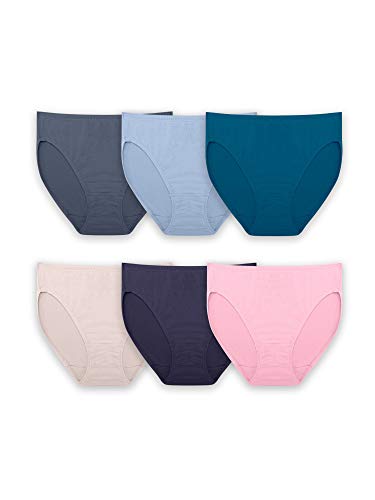 Fruit of the Loom Women's Breathable Underwear, Moisture Wicking Keeps You Cool & Comfortable, Available in Plus Size, Micro Mesh-Hi Cut-6 Pack-Colors May Vary, 10
