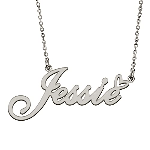 HUAN XUN Silver Pendant Name Necklace Jewelry Personalized for My Bitchs Jessie Birthday Gift