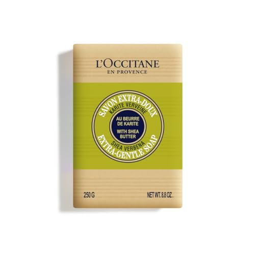 L'OCCITANE Shea Butter Extra-Gentle Solid Soap: Citrusy Shea Verbena, Vegetable Based, Artisanal, Hand & Body Soap, Gently Cleanse, Vegan, 8.8 Oz